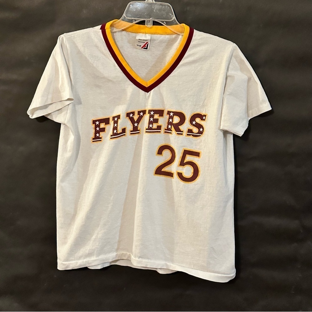 Vintage NHL Philadelphia Flyers White and Gold V-Neck Shirt